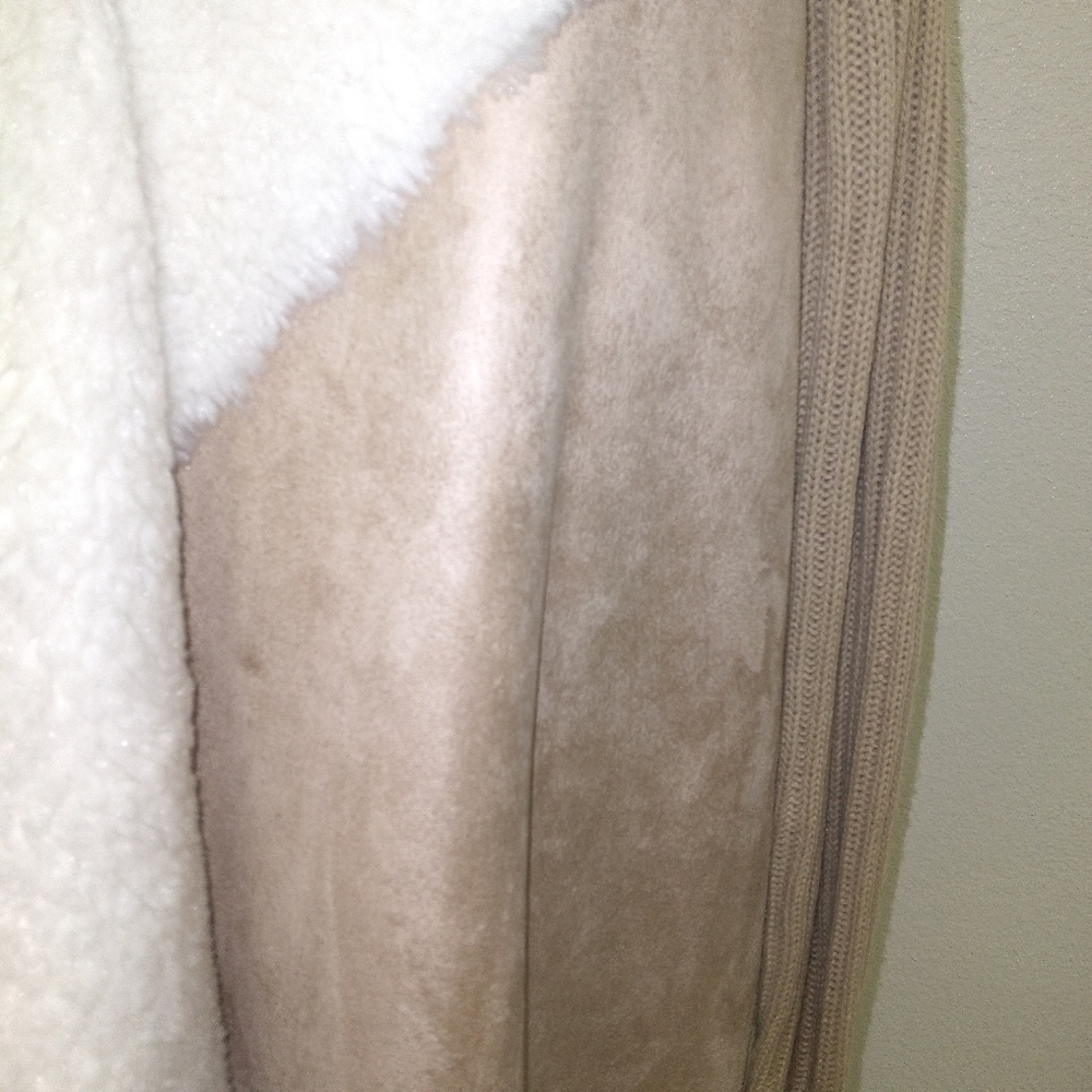 Faded Glory Tan Faux Suede/ Faux Sherpa Collar Lining  Long Sleeve Cardi… - Picture 6 of 9